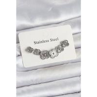 316L Çelik Gümüş Renk Yonca Küpe Seti