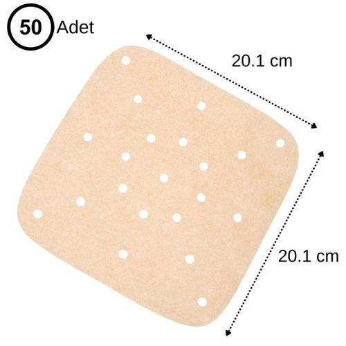 250 Adet Air Fryer Pişirme Kağıdı Tek Kullanımlık Hava Fritöz Yağ Geçirmez Yapışmaz Gıda Pişirme Kağıdı Delikli Kare Model