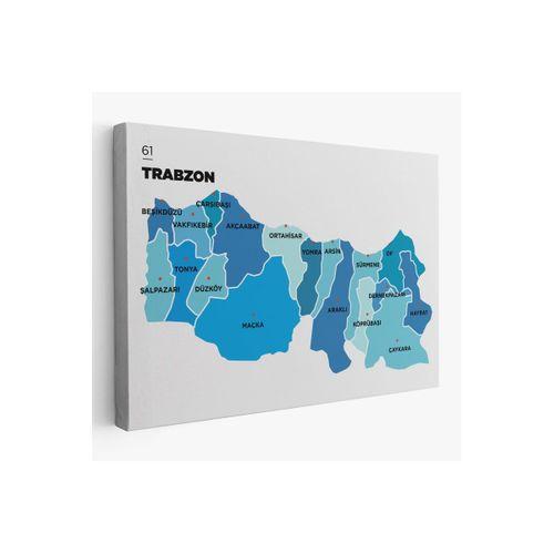 Trabzon İli ve İlçeler Haritası  Dekoratif Kanvas Tablo 1471