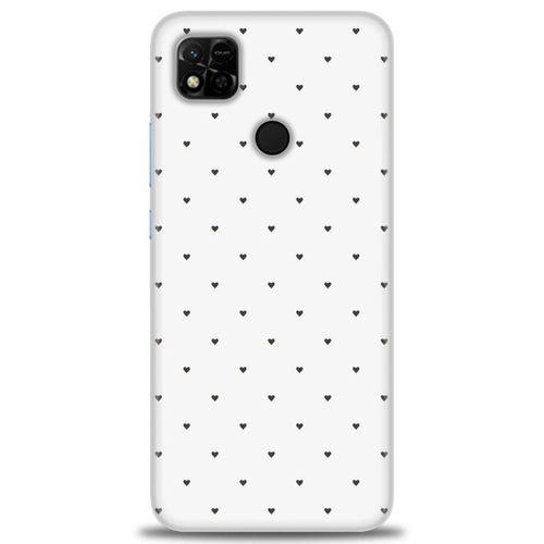 Xiaomi Redmi 10A Kılıf HD Baskılı Kılıf - Minik Siyah Kalp + Tam Ekran Koruyucu