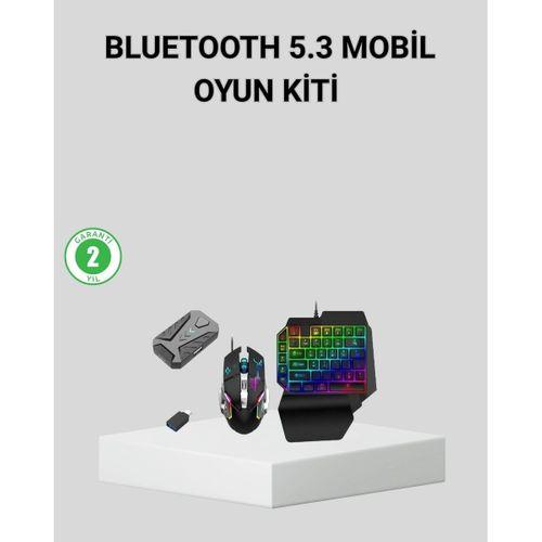 5in1 Mobil Oyun Kiti Bluetooth 5.3 Mini Rgb Klavye Mouse Dönüştürücü Seti