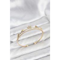 Yıldız Model Gold Renk Pirinç Kadın Bileklik