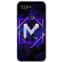 General Mobile GM 9 Pro HD Baskılı Kılıf + 9D Tam Ekran Koruyucu - Dark Neon Yaprak M Harfi