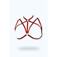 Kırmızı Göğüs Harness Saten Kumaş Ayarlanabilir Çapraz Bantlı - Brf166