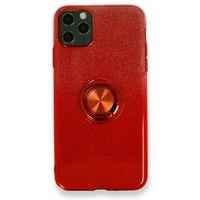 XD iPhone 11 Pro Kılıf Simli Yüzüklü Silikon - Kırmızı
