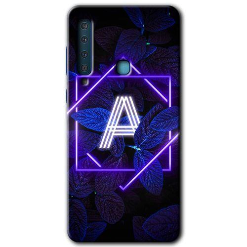 Galaxy A9 2018 Kılıf HD Desen Baskılı Arka Kapak - Dark Neon Yaprak A Harfi