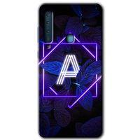 Galaxy A9 2018 Kılıf HD Desen Baskılı Arka Kapak - Dark Neon Yaprak A Harfi