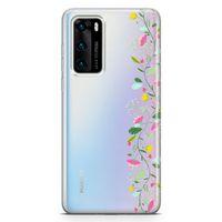 Huawei P40 Kılıf Asma Çiçek Arka Kapak Koruma Desenli Full Koruyucu