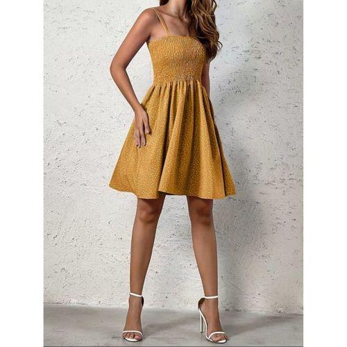 Kadın Ip Askılı Gipeli Desenli Kısa Süprem Elbise