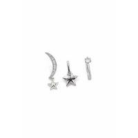 3'lü Taşlı Halka Küpe - Gümüş