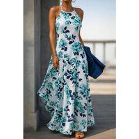 Kadın Omuzlardan Açık Ip Askılı Desenli Uzun Süprem Elbise