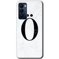Tecno Camon 18 Kılıf HD Desen Baskılı Arka Kapak - Beyaz Mermer Desenli Ö Harfi