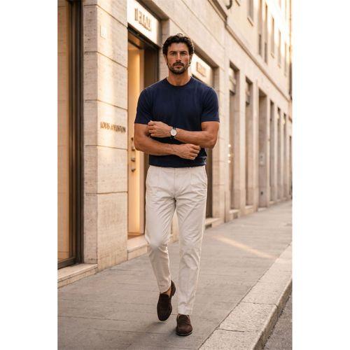 Kwon Bisiklet Yaka Basic Kısa Kollu İnce Triko Erkek T-Shirt - Lacivert