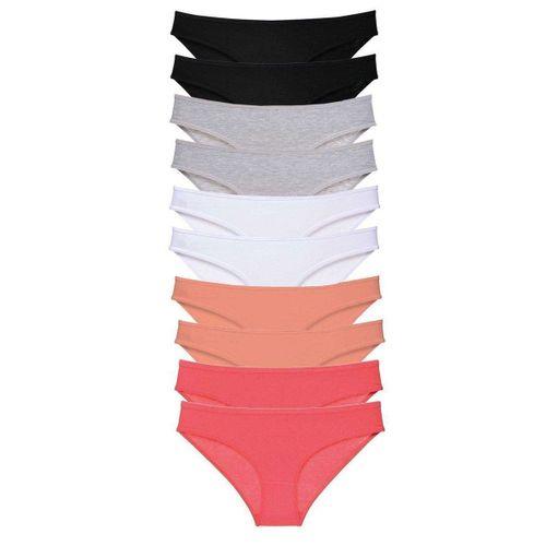 10 Adet Süper Eko Set Likralı Kadın Slip Külot Siyah Gri Beyaz Pudra Fuşya