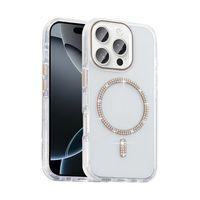 Apple iPhone 16 Pro Max Kılıf Taşlı Tasarım M-safe Şarj Özellikli Zore Koment Silikon Kapak