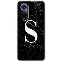 Huawei Nova 9 Kılıf HD Desen Baskılı Arka Kapak - Siyah Mermer Desenli S Harfi + Kırılmaz Cam