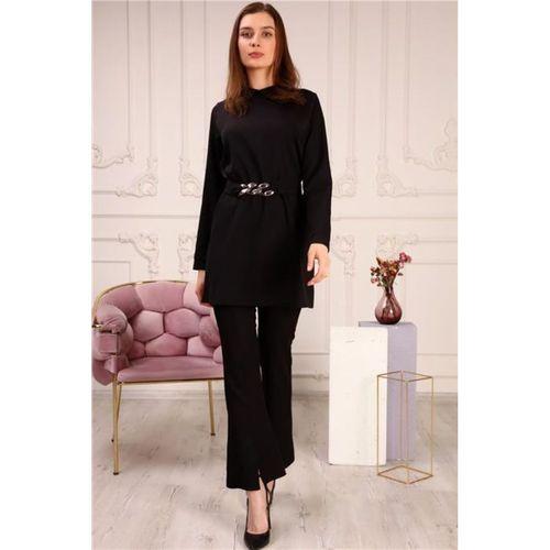 Zincir Kemerli Sade Basic Tunik Pantolon İkili Takım - 70007.003 - Siyah