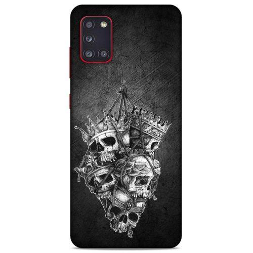 Lopard Samsung Galaxy A31 Uyumlu Kılıf Tattoo's (47) Crystal Flex Kılıf Kafatasları