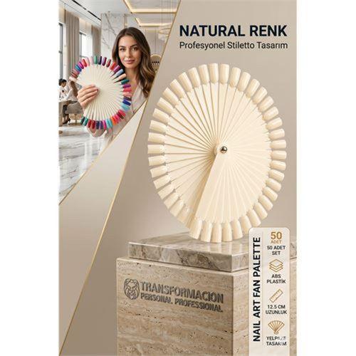 Yelpaze Oje Kartelası 50'li, Stiletto Renk Paleti, Nail Art Sunum Çubuğu Natural 723266