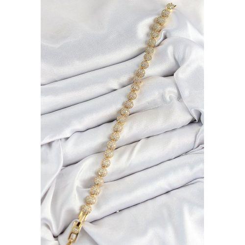 Pirinç Zirkon Taşlı Yarım Topcuk Model Gold Renk VIP Seri Kadın Bileklik