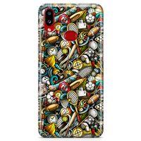 Samsung Galaxy A10s Kılıf Basket Futbol Doodle Arka Kapak Koruma Desenli Full Koruyucu