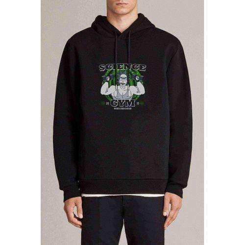 Rick Science GYM Baskılı Siyah Erkek Kapşonlu Sweatshirt