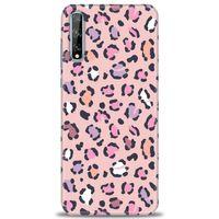 Huawei P Smart S Kılıf HD Baskılı Kılıf - Pembe Leopar + Tam Ekran Koruyucu