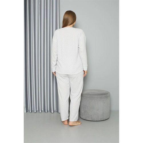Welsoft Polar Kadın Büyük Beden Pijama Takımı Ekru