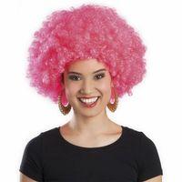 Pembe Renk Kıvırcık Afro Bonus Parti Peruğu