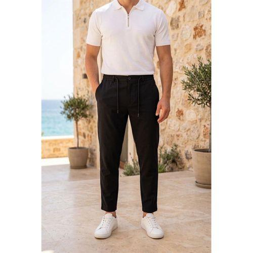 Partain Havuç Kesim Bezayağı Kumaş Boyfriend Kalıp Jogger Erkek Pantolon - Siyah