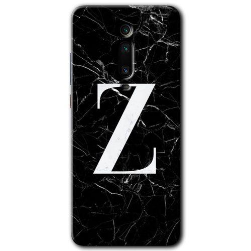 Xiaomi Mi 9T Kılıf HD Desen Baskılı Arka Kapak - Siyah Mermer Desenli Z Harfi