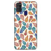 Samsung Galaxy M21 Kılıf Desenli Özel Seri Tüyler (36) Glitter Kılıf