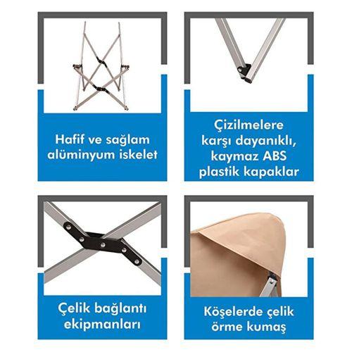 Kamp Ayısı® Alüminyum Katlanabilir Kamp Sandalyesi – Askılı Omuz Çantalı, Oxford Kumaş, Krem