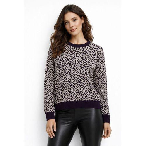 Kadın Leopar Desen Triko Kazak BGL-ST05284