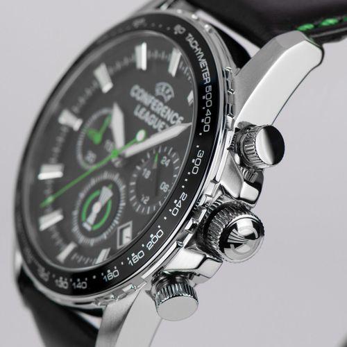Jacques Lemans JL.ECL-102A Uefa Conference Quartz Deri Siyah 42 mm Erkek Kol Saati