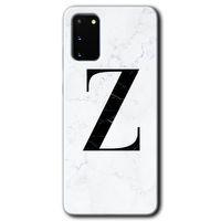 Potkal Hediye Fabrikası Samsung Galaxy S20 Kılıf HD Desen Baskılı Arka Kapak - Beyaz Mermer Desenli Z Harfi