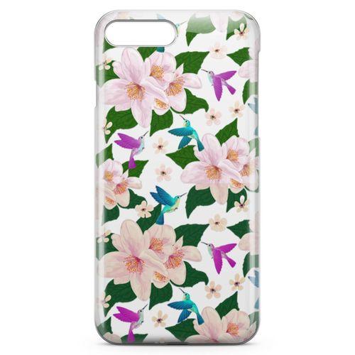Apple iPhone 8 Plus Kılıf Karanfil Kuşlar Arka Kapak Koruma Desenli Full Koruyucu