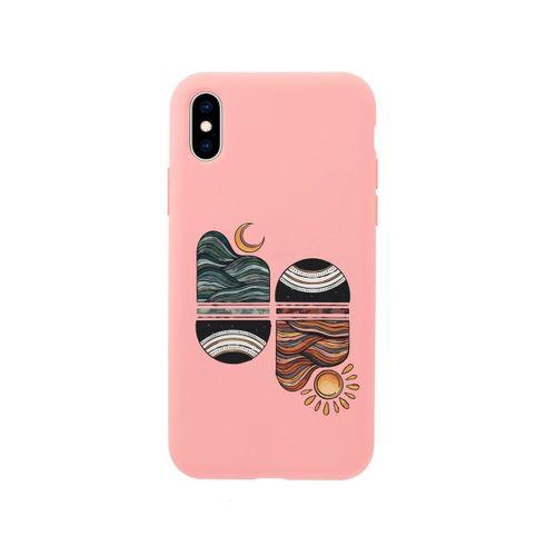 iPhone XS Sunset Wave Premium Silikonlu Pembe Telefon Kılıfı