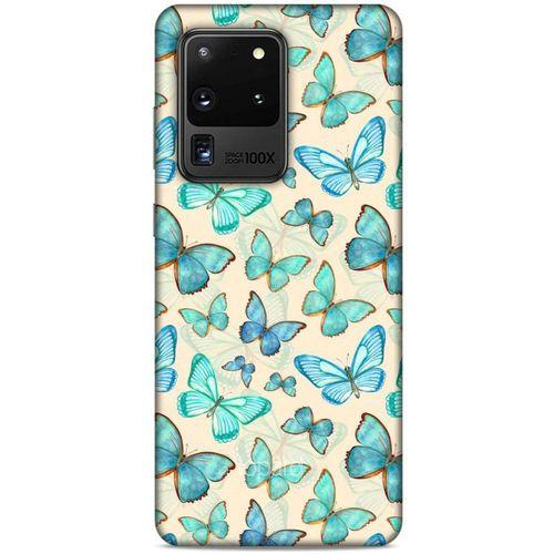 Samsung Galaxy S20 Ultra Kılıf Kelebek Etkisi (13) Silikon Kap Lacivert