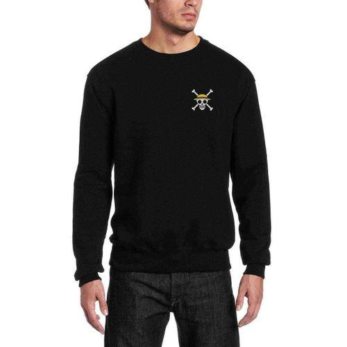 Luffy Logo Baskılı Siyah Erkek Sweatshirt