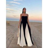 Kadın Eteği Parçalı Sıfır Kol Maxi Elbise