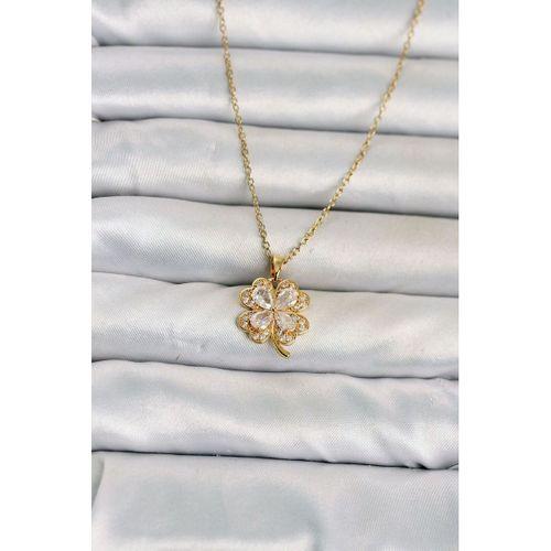 316L Çelik Zincir Gold Renk 4 Yapraklı Yonca Model Kadın Kolye