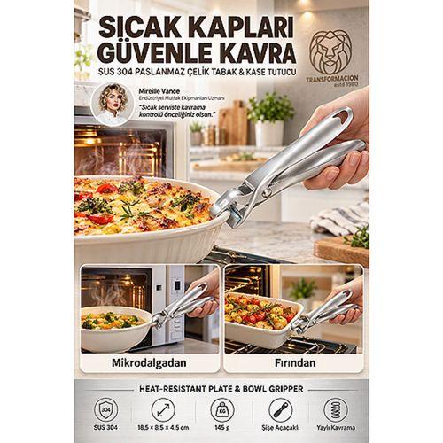 Sıcak Tabak Kase Tutucu Haşlanma Önleyici Mutfak Servis Maşası Şişe Açacaklı Klipsi 18/10 SUS304 SPaslanmaz Çelik 723754