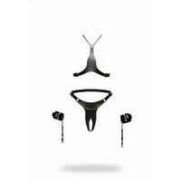 Siyah Harness Takım Deri Zincir Detaylı 4 Parçalı - Brf1232