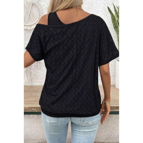 Kadın Askılı Yuvarlak Yaka Viskon Atlet Ve Yarasa Kollu Omuzdan Açık Dantel Bluz Ikili Takım