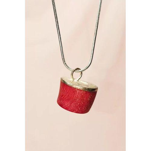 Mercan Doğal Taşı Zincirli El Yapımı Kolye Uç: 1,5 cm Zincir: 20 cm Kutulu