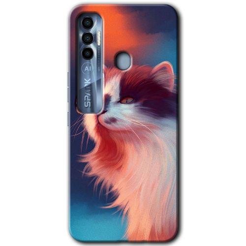 Tecno Spark 7 Pro Kılıf HD Desen Baskılı Arka Kapak - Cat Butterfly + Kırılmaz Cam