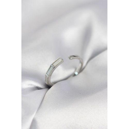 Gümüş Renk Sedefli Çubuk Model Kadın Yüzük