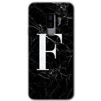 Samsung Galaxy S9 Plus HD Baskılı Kılıf + 9D Tam Ekran Koruyucu - Siyah Mermer Desenli F Harf