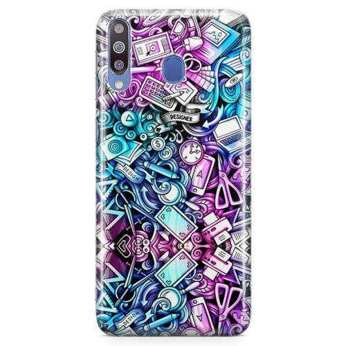 Samsung Galaxy M30 Kılıf Bankacı Doodle Arka Kapak Koruma Desenli Full Koruyucu